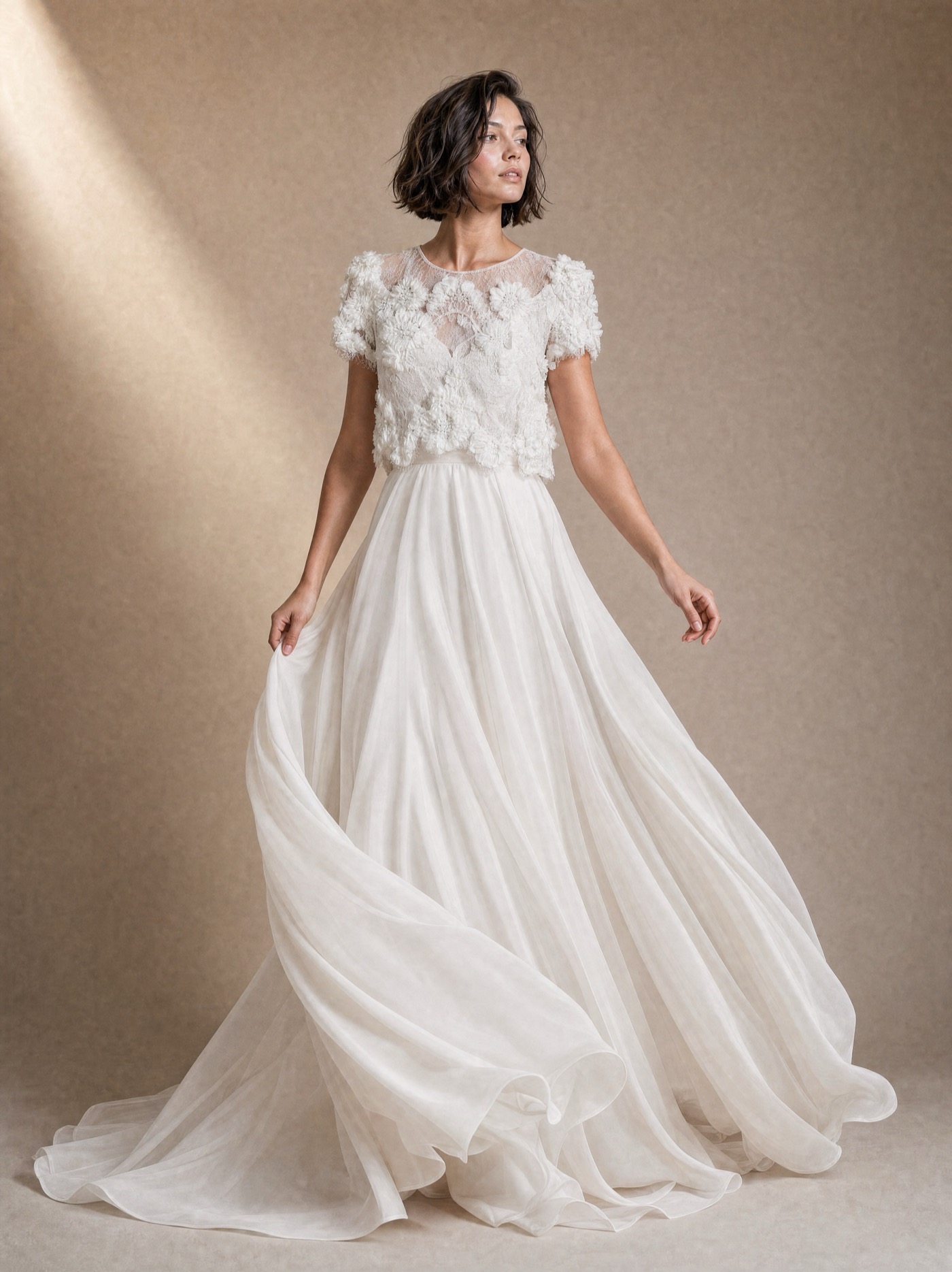 Elysian, silke chiffon nederdel, bagside